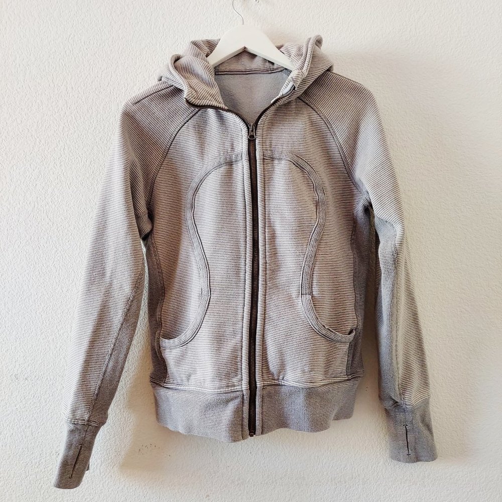 Lululemon Athletica Scuba Hoodie Gray Brown Rocksteady Wee Stripe